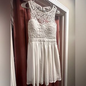 White Lace Open Back Dress, Size S